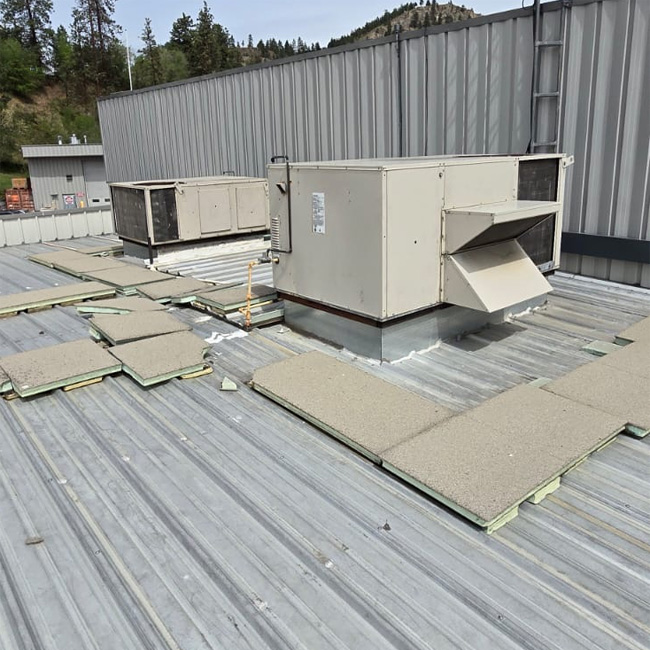 commercial roof repair ongoing